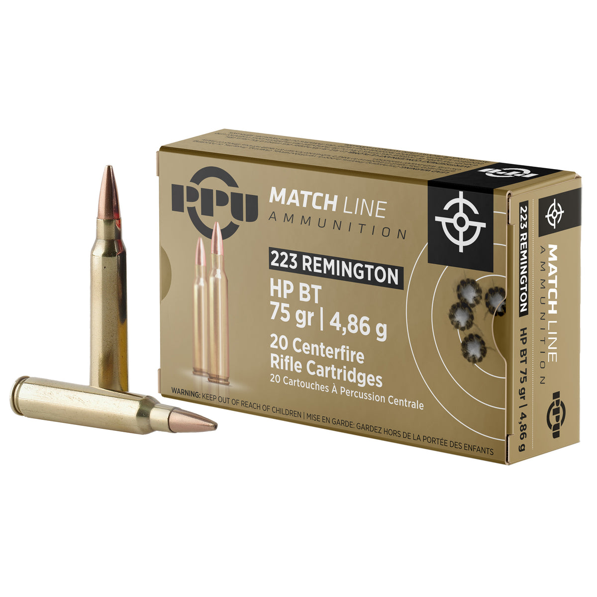 PPU .223 REM MATCH 75GR HPBT 20RD