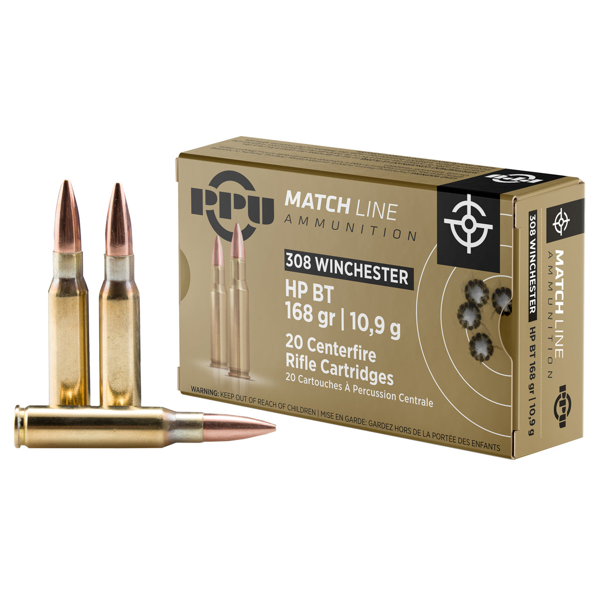 PPU .308 WIN MATCH 168GR HPBT 20RD