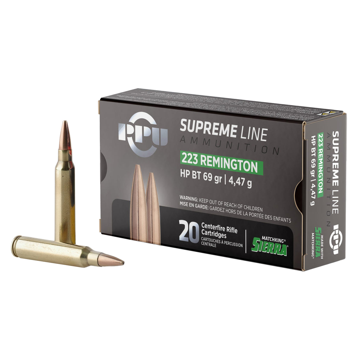 PPU SUPREME 223REM 69GR HPBT 20RD