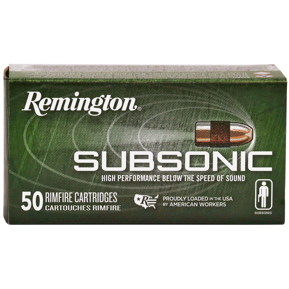 REMINGTON SUBSONIC 22LR 40GR PLATED LEAD-HP 50RD