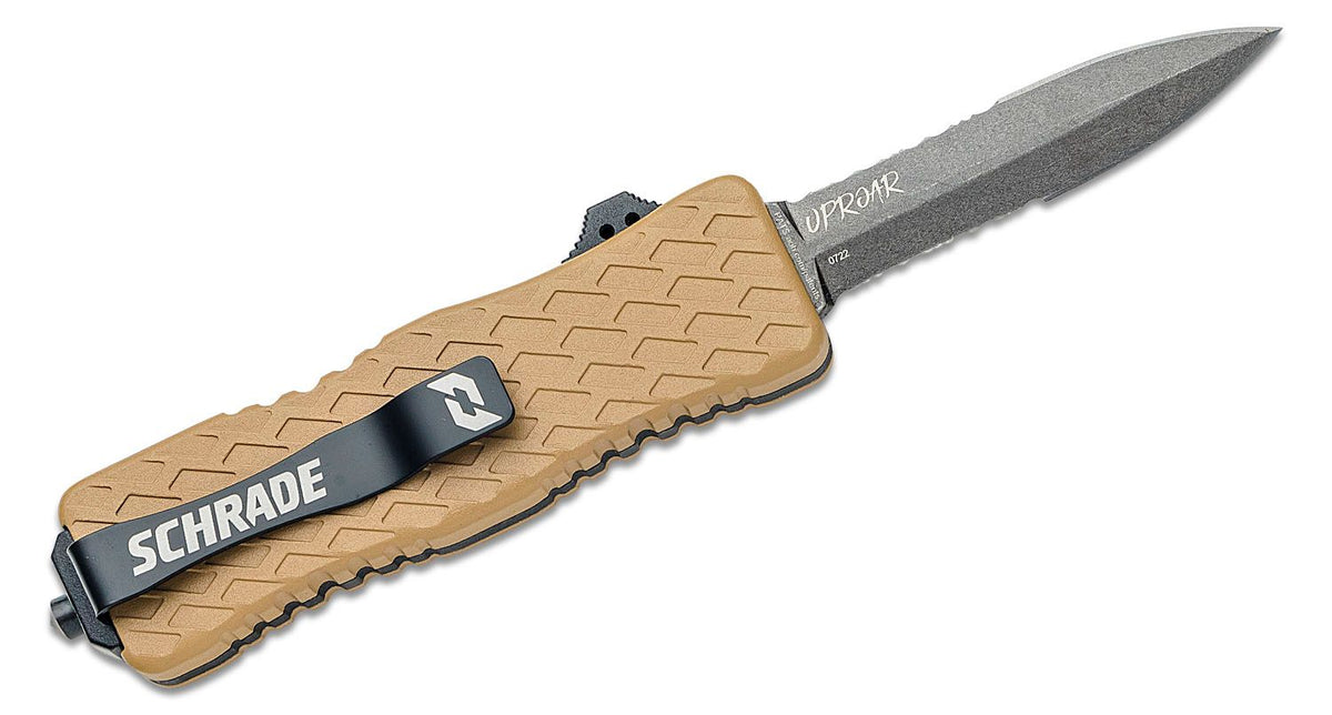 SCHRADE UPROAR D/A OTF 3&quot; D2 BAYONET POINT FDE/BLACK