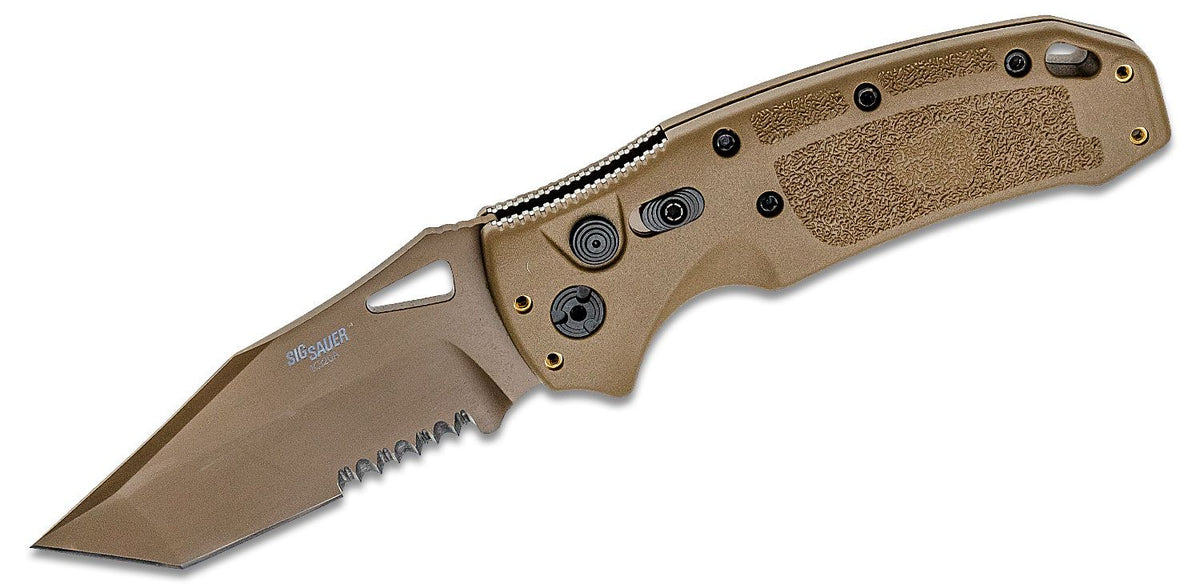 HOGUE K320A M17 3.5&quot; AUTO FOLDER TANTO SERRATED TAN