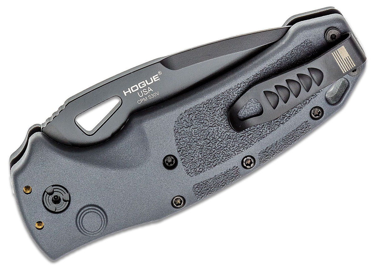 HOGUE K320A TACTICAL 3.5&quot; AUTO FOLDER DROP POINT BLD POLY GRY