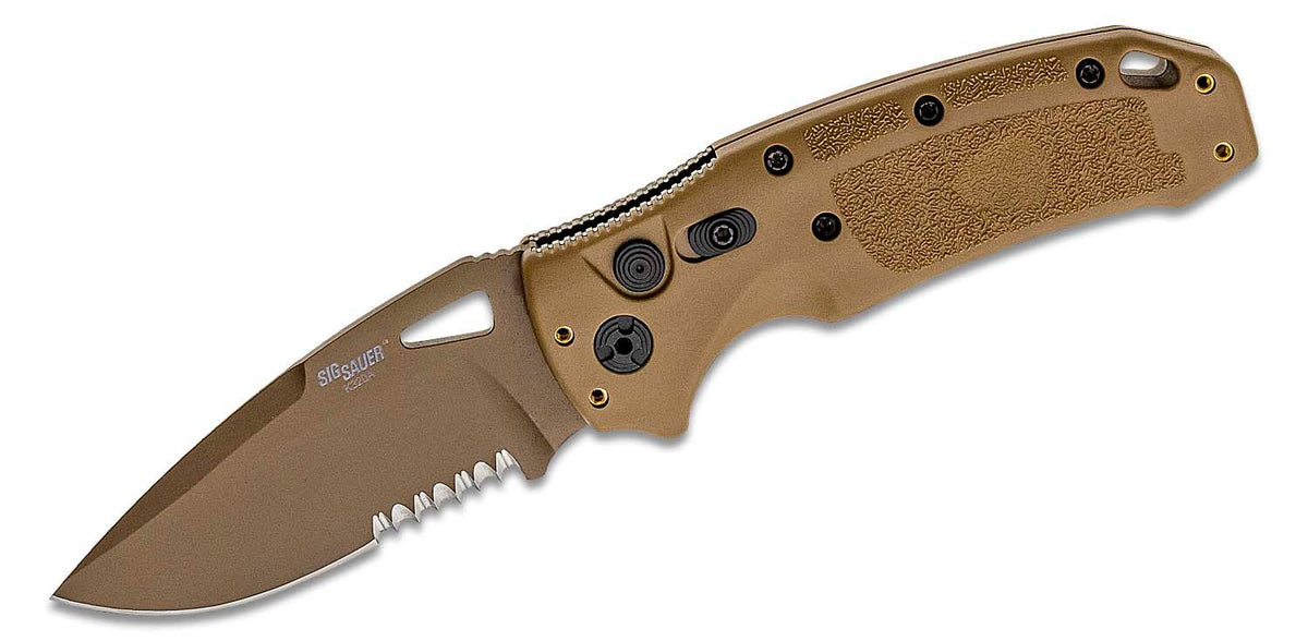 HOGUE K320A M17 3.5&quot; AUTO FOLDER DROP POINT POLY TAN