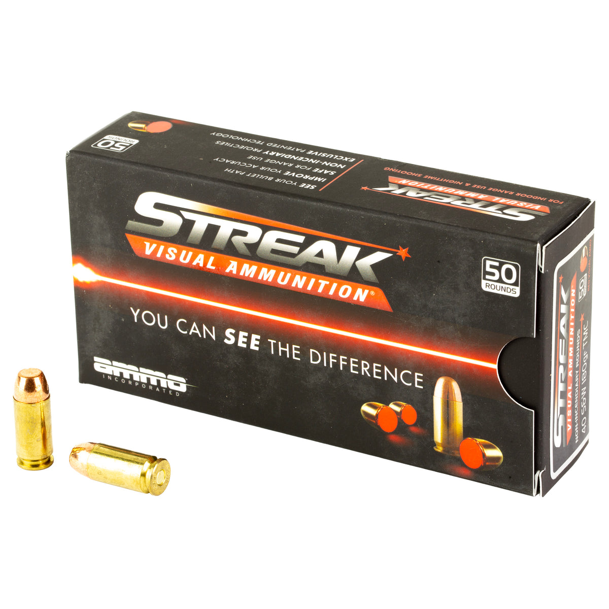 AMMO INC STREAK RED 40S&amp;W 180GR TMC 50RD
