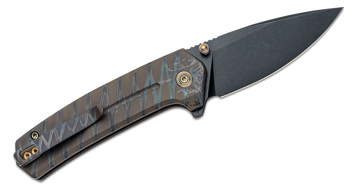WE KNIFE CULEX 2.9" TIGER STRP FLAMED TITANIUM/BLK