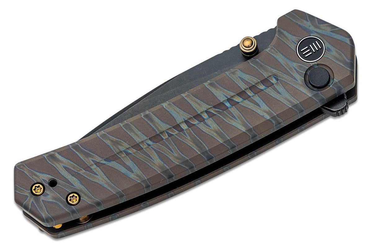 WE KNIFE CULEX 2.9" TIGER STRP FLAMED TITANIUM/BLK