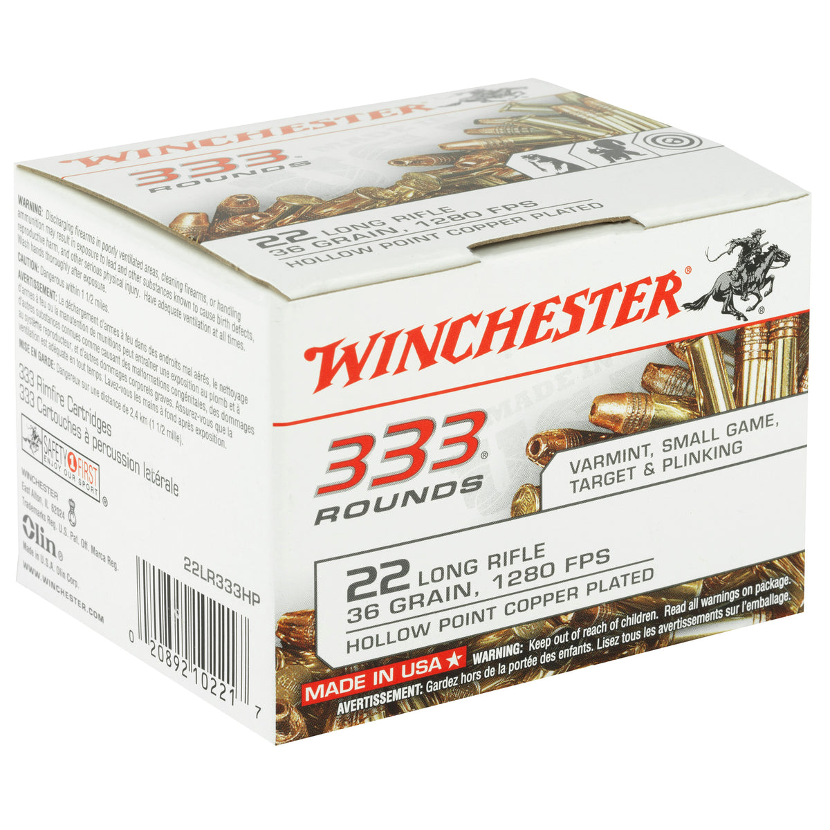 WINCHESTER 22LR 36GR PLATED HP 1280FPS 333RD