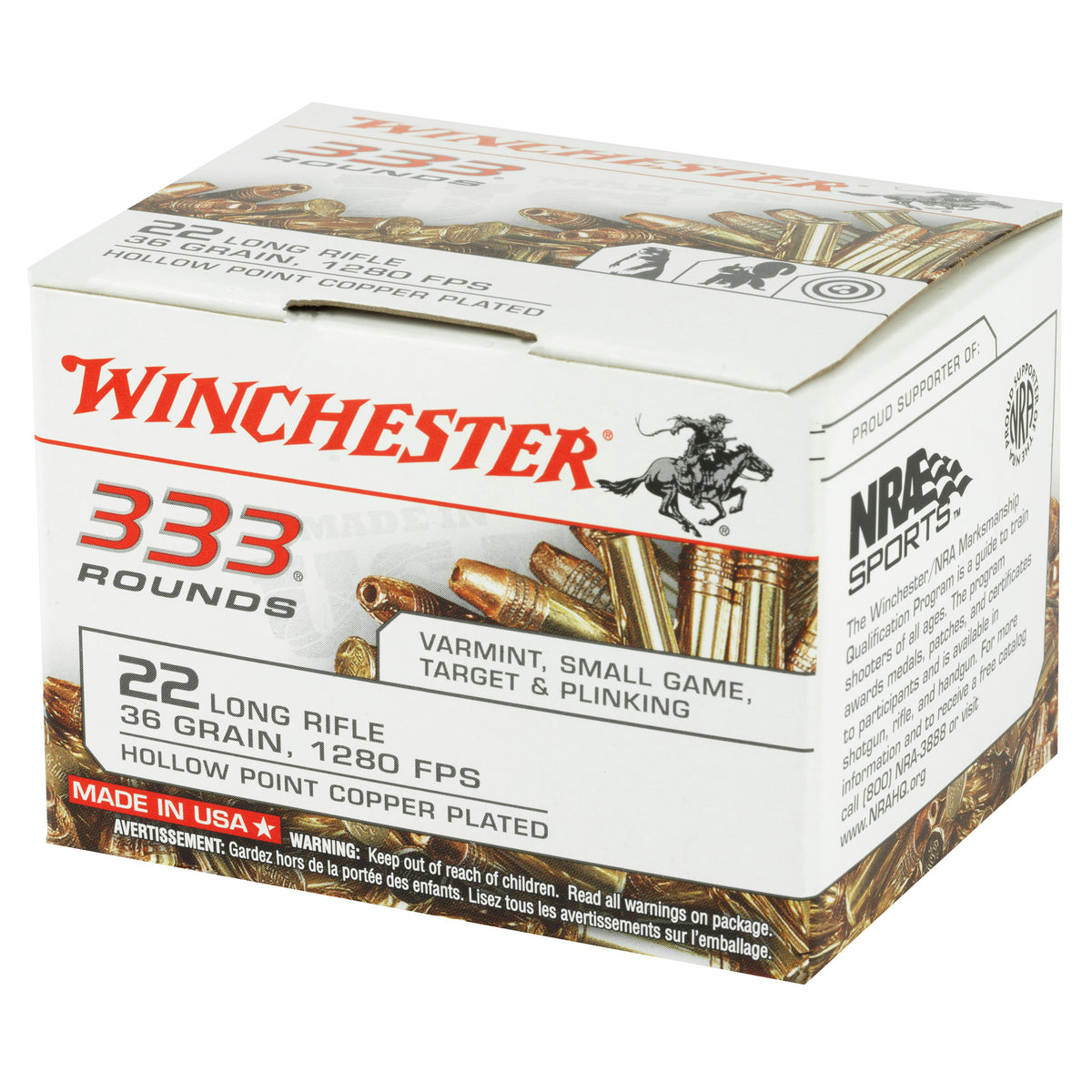 WINCHESTER 22LR 36GR PLATED HP 1280FPS 333RD