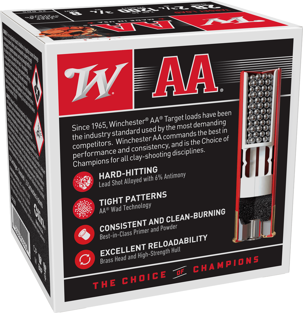 WINCHESTER AA 28GA 2.75&quot; 3/4OZ #8 1200FPS 250RD CASE