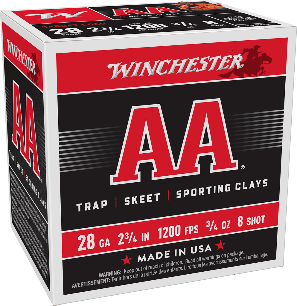 WINCHESTER AA 28GA 2.75&quot; 3/4OZ #8 1200FPS 250RD CASE