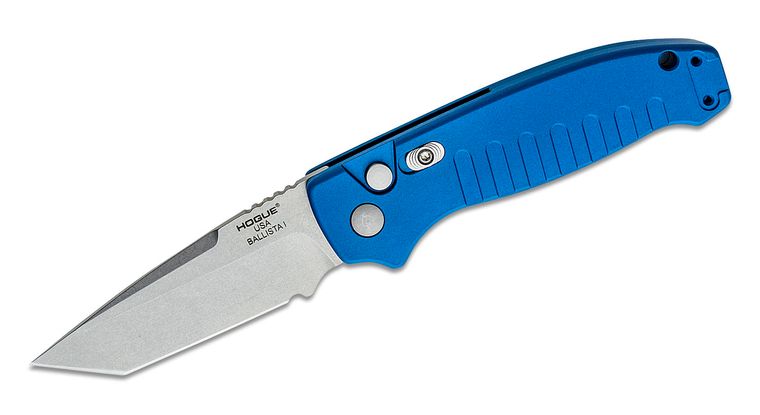 HOGUE BALLISTA-I BUTTON LOCK AUTO TANTO BLADE MATTE BLUE