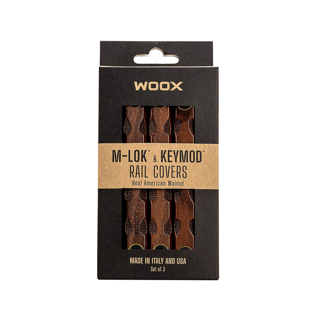 AMERICAN WALNUT 3PC SET 4.88&quot;WOOX RAIL COVERS M-LOK/KEYMOD