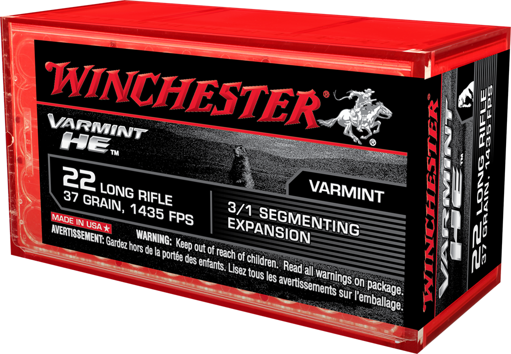 WINCHESTER VARMINT HE 22LR 37GR 3/1 FRAGMNTING HP 50RD